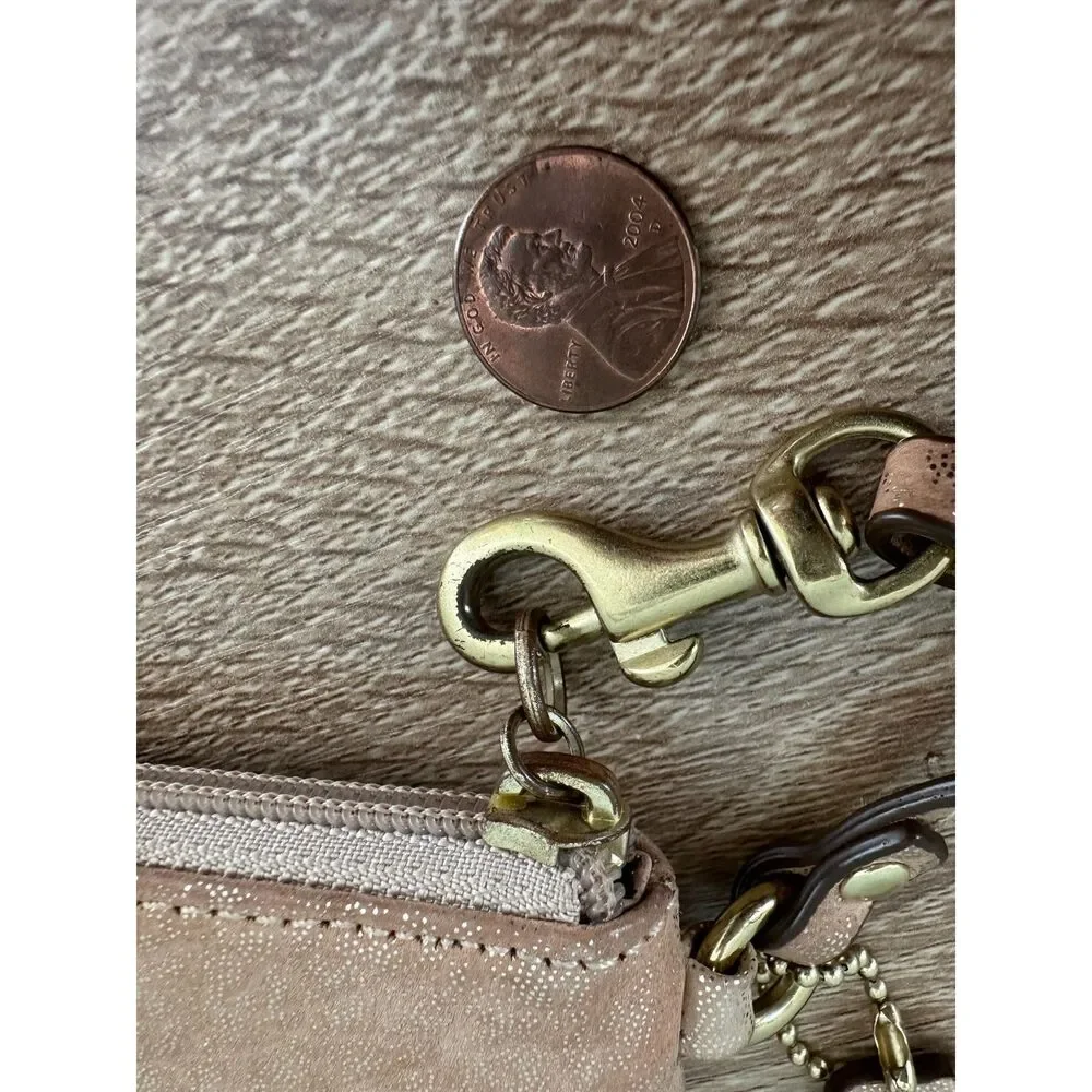 Coach 44381 Madison Gold Shimmer Leather Small Wristlet Wallet 4